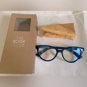 NEW The Book Club The Art of Snore Navy Cateye Blue Light Glasses
